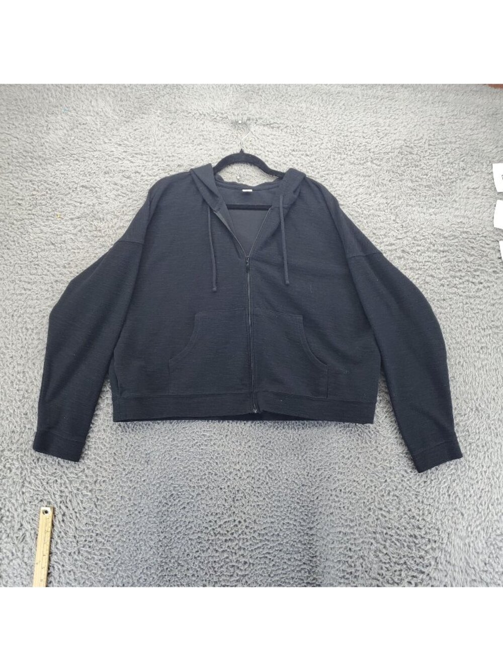 Old Navy Jacket Womens XL Black Lightweight Full Zip Fleece Hoodie